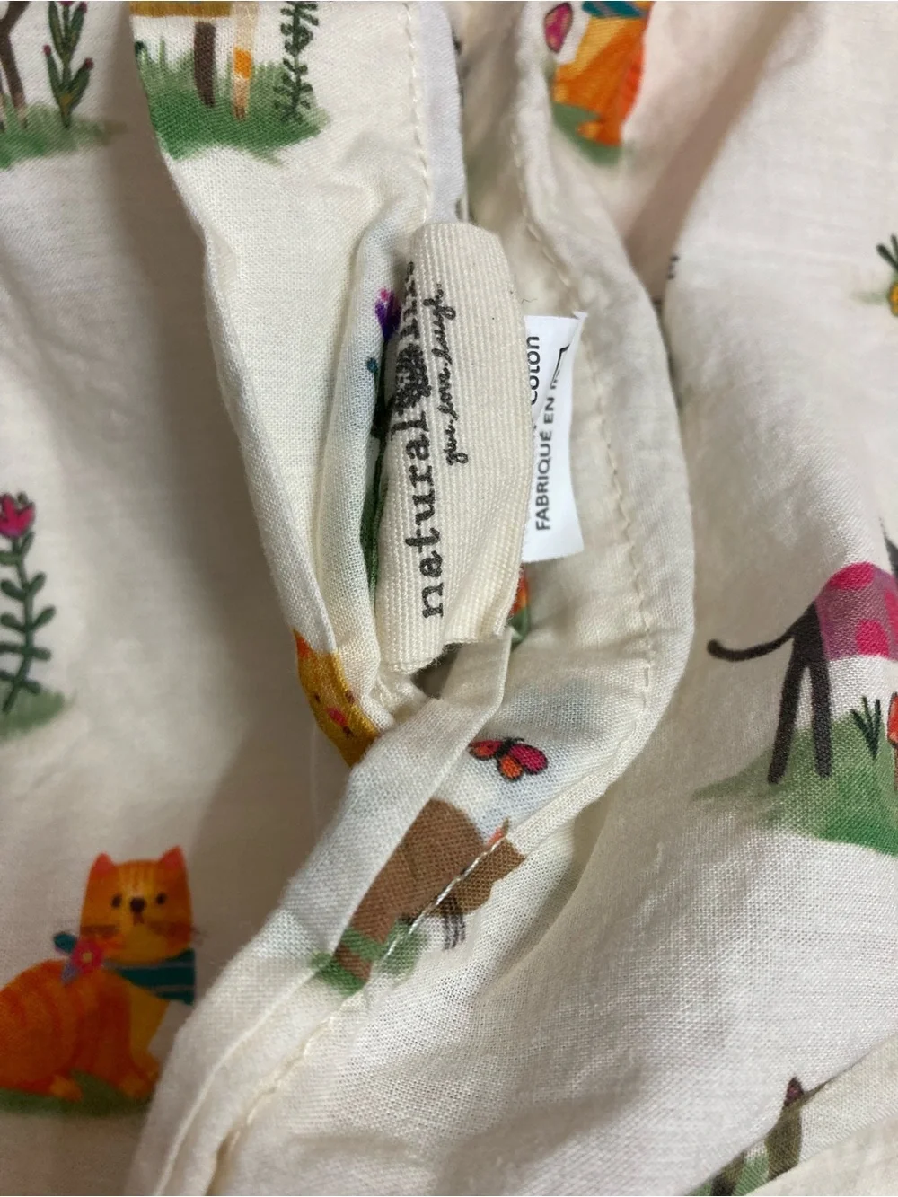 NATURAL LIFE Cat Lover Flat Sheet and Pillow Case - Twin - Cotton